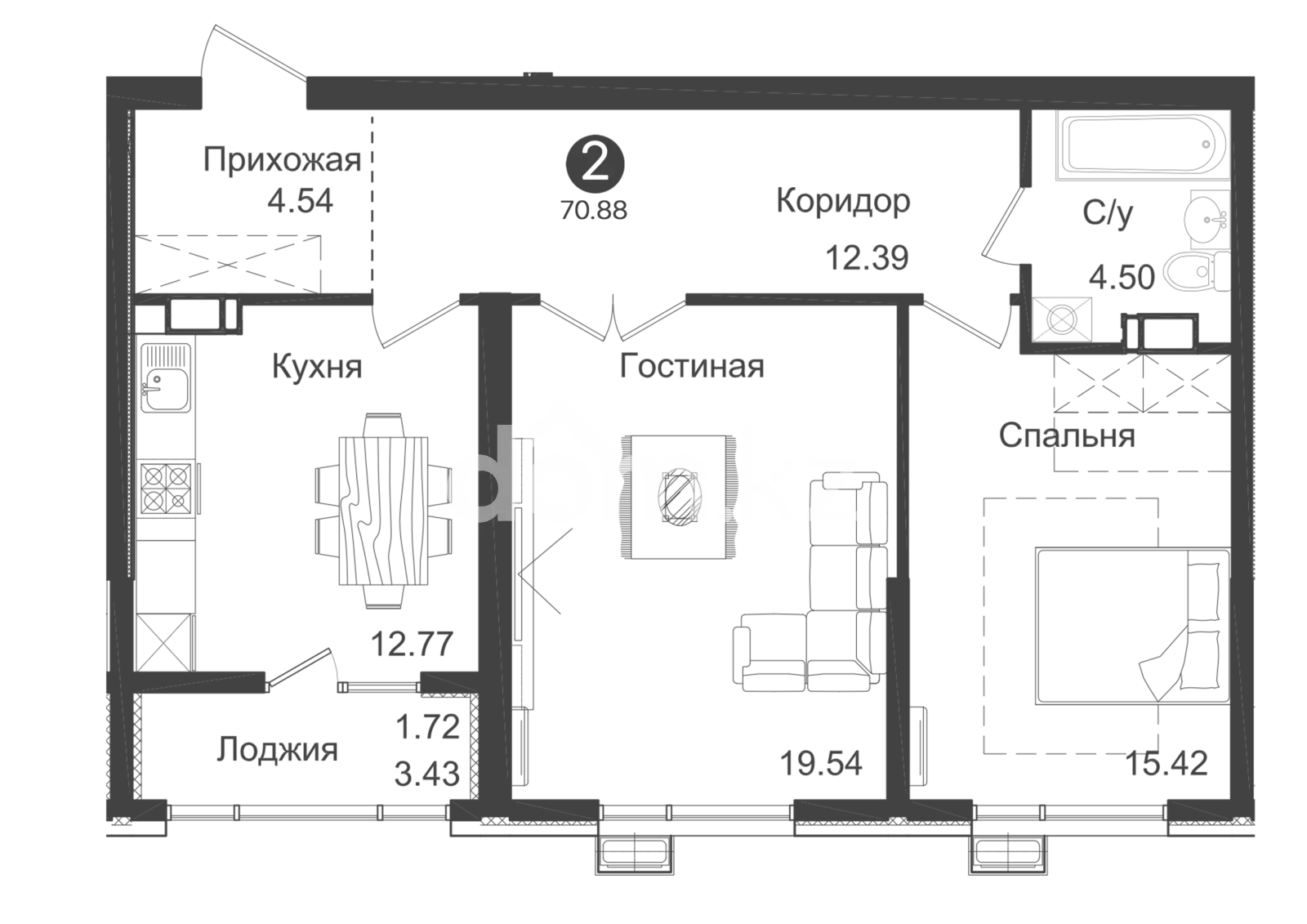 Планировка квартир юности ᐉ Продажа 2-комнатной квартиры в ЖК ALA Park, 70.88 м², г. Алматы, Бостандыкский